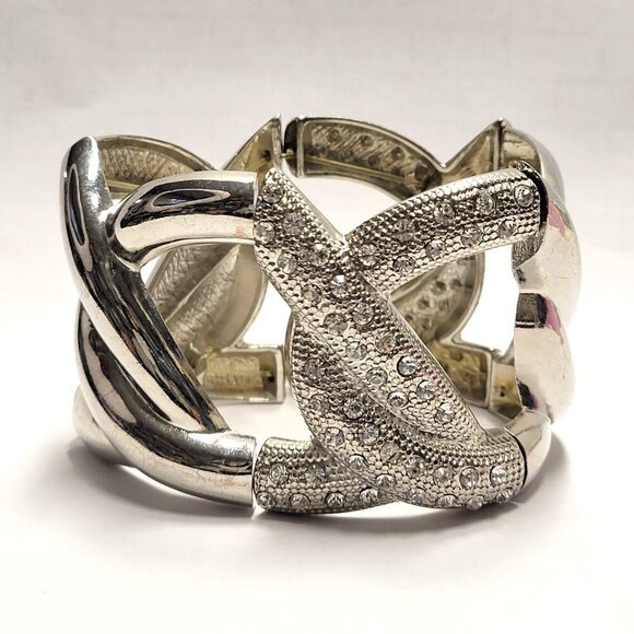 Silver Crystal Stretchy Bracelet - Picture 3 of 15